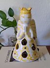 Vintage Ceramic Angel Candle Holder Votive Christmas Yellow Hand Painted 9.5"