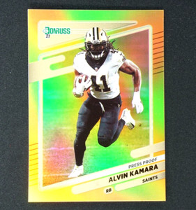 ALVIN KAMARA SP Gold 2021 Donruss Press Proof Gold Holo #94 Saints
