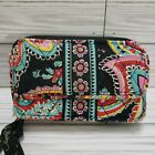 Vera Bradley Navy Floral Paisley Quilted Wallet ** Missing Strap ** 