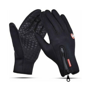 Bike Gloves Black Touchscreen Waterproof Cycling Ski Windproof Black Warm Gloves