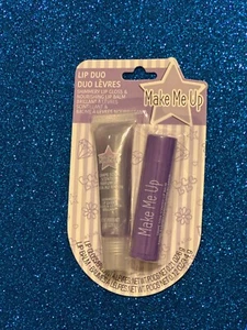 Make Me Up ~ Lip Duo, paquete de 2 ~ GRAPE SODA ~ Brillo de labios .21 oz y bálsamo labial .12 oz - Imagen 1 de 4
