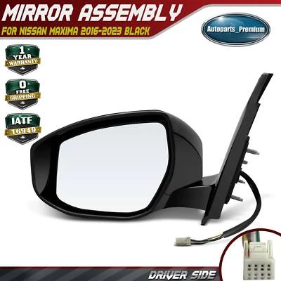 Espejo retrovisor negro calentador eléctrico izquierdo con luz intermitente para Nissan Máxima 2016-2023 Foto 1 de 4