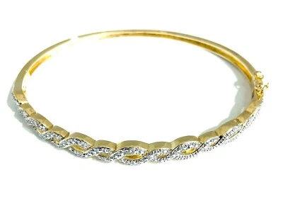 925/- Silber Armreif, vergoldet, Armumfang ca. 17 cm, simulierten Diamanten - Bild 1 von 2