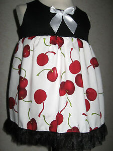 Rock Baby Cherry Dress Girls Black White Red holiday Gift Alternative Gothic