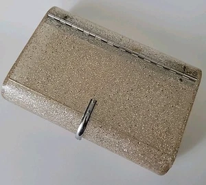 Vintage MCM WILARDY Clear Lucite Box Borsetta Clutch Argento Scintille 6,25"w Leggi - Foto 1 di 20