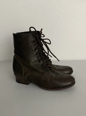 Botas de couro verde marrom com cadarço Fiorentini and Baker tamanho 38 EUA 7,5 - Imagem 1 de 4