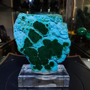 4.4LB Top Natural Raw Malachite Quartz Crystal Mineral Specimen Healing + Stand - Picture 1 of 9