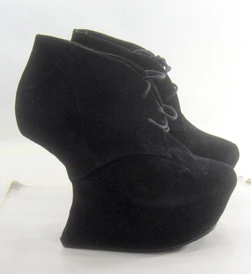 Black 6.5"High Wedge Heel less 2.5"platform Ankle Boot  Women Size 6 - Image 1 of 4