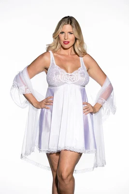 Hermoso juego de tres piezas Babydoll Peignoir talla grande Foto 1 de 4