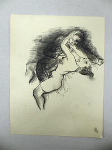 Alexander Szekely Erotische Darstellung Kohlezeichnung signiert AL 1935 Blatt 4 - Picture 1 of 5