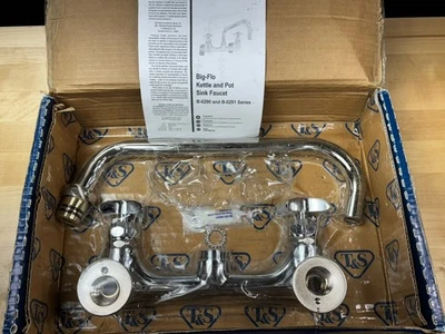 T&S B-0290 12" Wall Mounted Big-Flo Kettle and Pot Sink Faucet with 8" Centers - Image 1 of 4