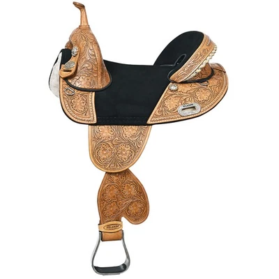 HILASON Western Horse Treeless Trail Barrel American Leather Saddle | for Horses - Image 1 of 4