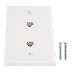 1 Pack 2 Port Ethernet Wall Plate, Cat6 Female to Female Wall Jack RJ45 2899 - Afbeelding 1 van 7
