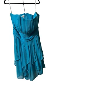 David’s Bridal Damen Plus 18 trägerloses Minikleid türkisblau formell fließend Kleid - Bild 1 von 6