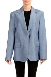Hugo Boss Women's "Jemarane" Blue Wool Silk Linen One Button Blazer US 4 IT 40 - Picture 1 of 6