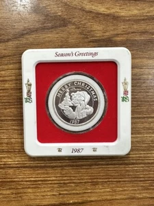 1OZ .999 FINE SILVER PINK PANTHER 1987 CHRISTMAS, HAPPY NEW YEAR (WCP032945) - Picture 1 of 2