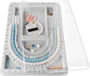 Beading Design Board w/ Cover Grey Flocked 6 Slots 3 U-Channels for Jewelry - Picture 1 of 5