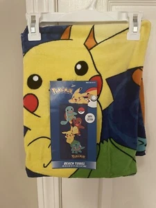 Toalla de playa Pokemon Pikachu Squirtle Bulbasaur Charmander 28" x 58" 100 % algodón - Imagen 1 de 4