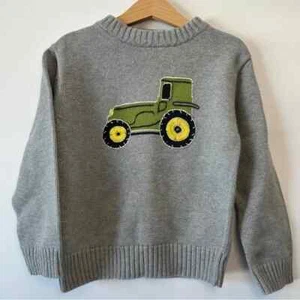 Gymboree Classic Tractor Gray Knit Cotton Crewneck Sweater Boys 5 Farm 2006 - Picture 1 of 7