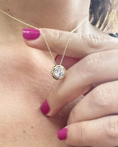 Runde Diamant Einfassung Solitär Anhänger IGI zertifiziert 14k massiv Weißgold 1,00ct - Bild 1 von 8