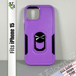 Case for iPhone 15 - Electric Purple | Dual Layer | Ring Holder & Kickstand - Picture 1 of 19