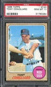 1968 TOPPS #140 TONY CONIGLIARO PSA 10 RED SOX - Picture 1 of 2