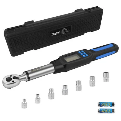 DEJUNPOOL Calibrated Digital Torque Wrench 3/8" Drive Reversible Adjustable 3-60NM 1/4"
