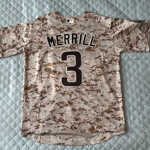 Jackson Merrill Jersey San Diego Padres Camo Large #3 Men’s Stitched W Patch - Picture 1 of 6