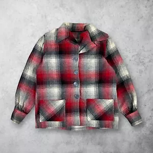 Vintage 40s Osage Sportswear Button Up Plaid Flannel Shirt Size Medium - Bild 1 von 5