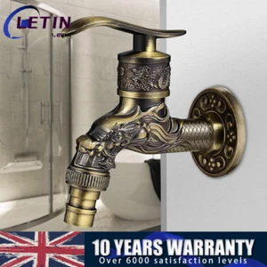 1/2 Inch Vintage Wall Tap Garden Dragon Carved Taps For Home Kitchen Bathroom - Picture 1 of 15