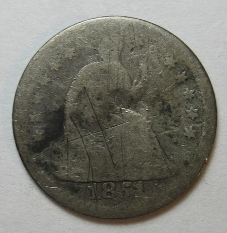 1851-O Silver Seated Half Dime -Circ.-  (#619k) Cover