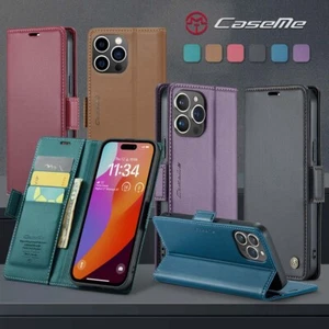 For iPhone 15 14 13 Pro Max PU-Leather Flip Magnetic Case Pure Simplicity Cover - Picture 1 of 27