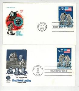 Space MAN ON THE MOON 20º ANIVERSARIO. JUEGO DE 3 FDCs de correo prioritario de $2,40 Diff 2419 - Imagen 1 de 2