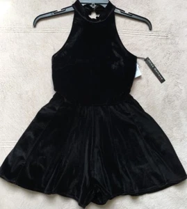Miss Behave Safira Black Velour Shorts Romper Girls 8 & 16, Halter, Button & Zip - Picture 1 of 11