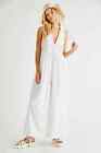 Free People Big Love Wide Leg Lace Linen Jumpsuit, Ivory, Small, RRP $148