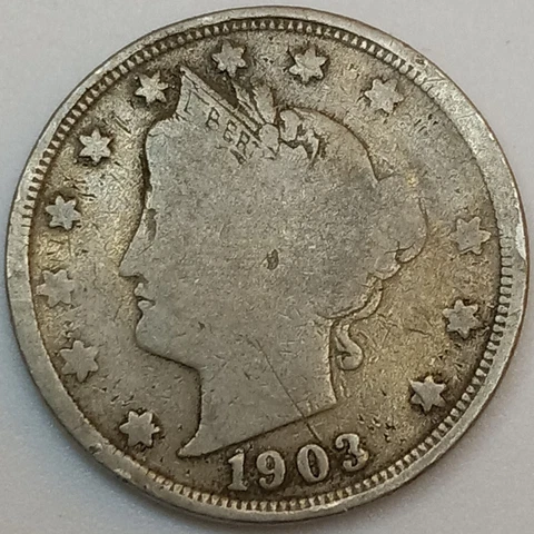 1903 Liberty Nickel- Actual Coin Shown (Lot#1) Cover