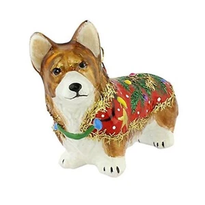 Pembroke Welsh Corgi with Ugly Christmas Sweater Polish Glass Ornament Dog Pet - Picture 1 of 2