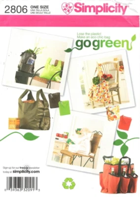 Simplicity Sewing Pattern 2806 Shopping Bags Go Green Make an Eco Chic Bag! - Image 1 of 3