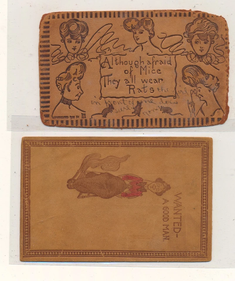 США - 2 кожаные открытки лот # 115 - Изображение 1 из 1