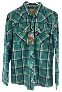 Wrangler Retro Pearl Snap Western Shirt Green Plaid New Boys XL - Picture 1 of 6