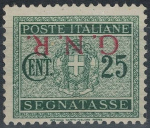 ITALIEN RSI 1944 Sorte 25c Steuermarken GNR Brescia (oben. umgedreht) postfrisch ** © - Bild 1 von 2