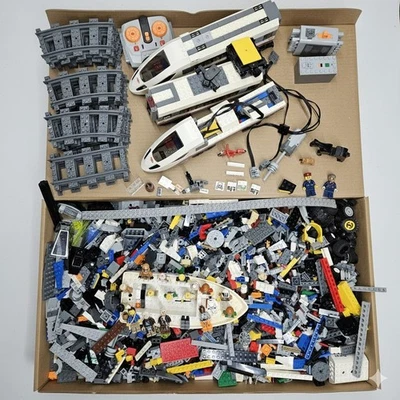 Lego 300+ Pc 9lb Box City High Speed Train Tracks Star Wars Minifigs Boat Police - Image 1 of 4