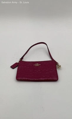 Coach Womens Pink Signature Print Inner Pockets Classic Wristlet Wallet - Image 1 of 4