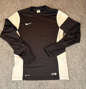 Nike Dri-Fit Soccer Shirt Mens Small Black White Long Sleeve Athletic Team Top - Picture 1 of 12