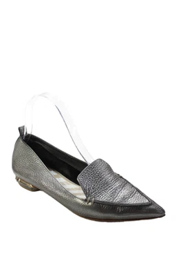 Nicholas Kirkwood Mujer Cuero Punta Punta Ballet Pisos Plateados Talla 36.5 6.5 Foto 1 de 4