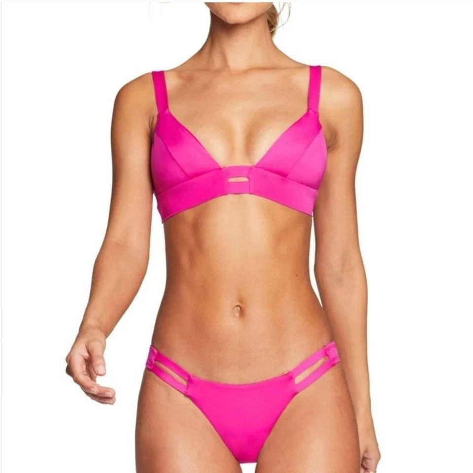 Top de biquíni moderno Vitamin A Neutra Bralette feminino XL 12 D xícara rosa quente Fuscia - Imagem 1 de 4