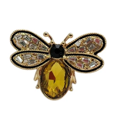 Broche de abeja vintage - accesorio de joyería de insectos abeja esmalte tono dorado Foto 1 de 4