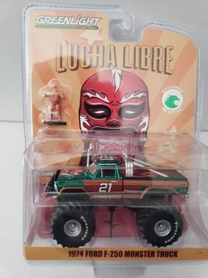 Greenlight Lucha Libre Green Chase Ford Monster Truck/Figure Mexico Exclusive - Image 1 of 2
