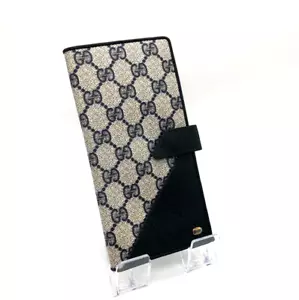Gucci Wallet GG PVC Canvas Bifold Card Purse Navy Authentic - Picture 1 of 22