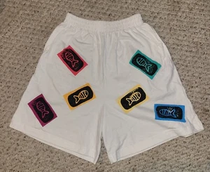 Vintage 80s 90s Funky Print Fish Shorts High Waisted Beach Surf Colorful White - Picture 1 of 8